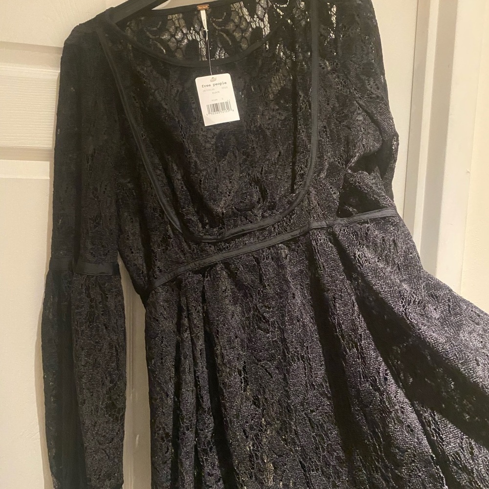 Free People Elegant Black Lace Dress